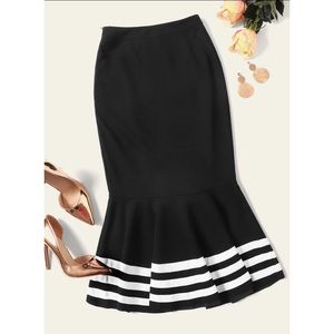 Black Mermaid Silhouette High-Waisted Skirt